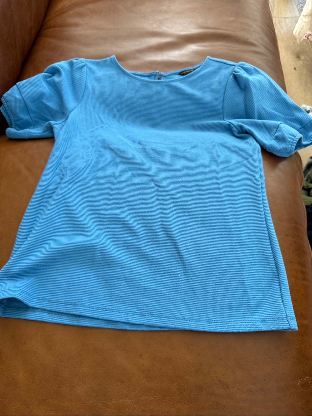 Ann Taylor Kids Light Blue Short-Sleeve Puff Top